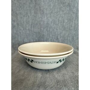 Corelle By Corning Set of 2 Bowls 6.25 Farm Fresh Homemade Green Gingham Pattern